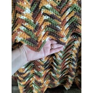 1092.  Variegated Afghan Throw Earthy Fall Colors